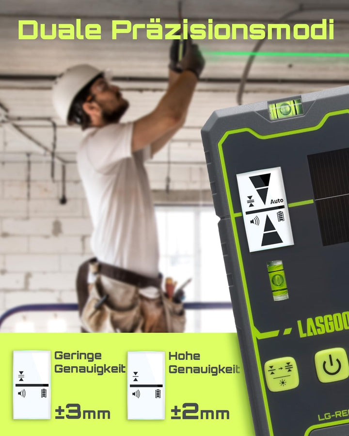 LasGoo LG-REC01 Lasersensor für Laser-Nivelliergeräte, Dual-LCD-Display, Grün- und Rotlaserstrahlen-