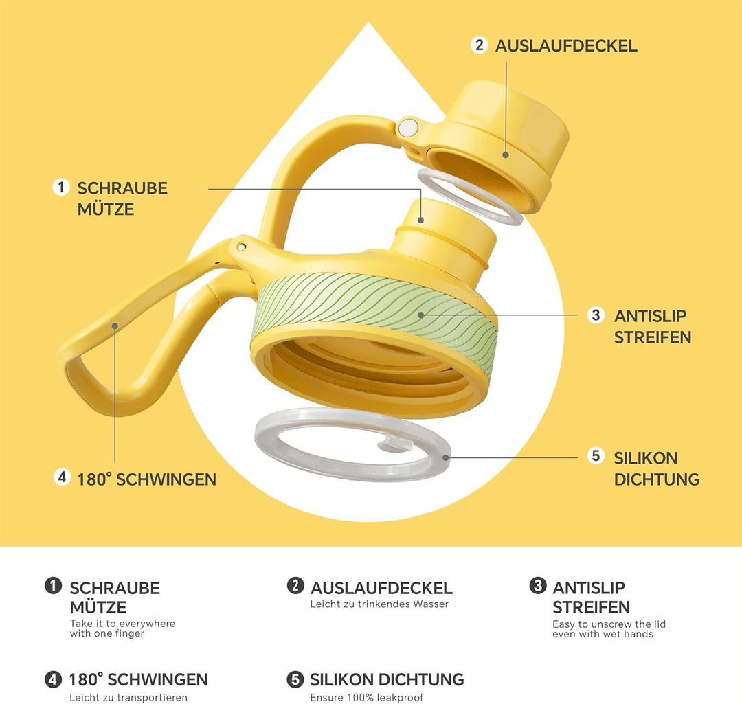 IDEUS Vakuumisolierte Wasserflasche, 40oz (1140 ml) Edelstahl Doppelwand Flasche Metall Sport Kantin