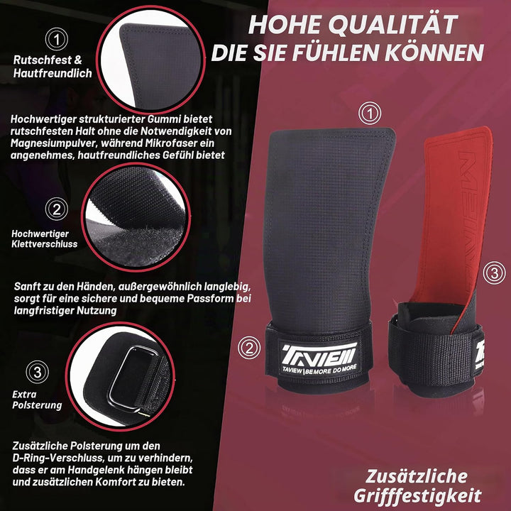 TAVIEW Cross Training Quad Ultra Magnesiumfreie Handschuhe I Gewichtheberhandschuhe I Für Crosstrain