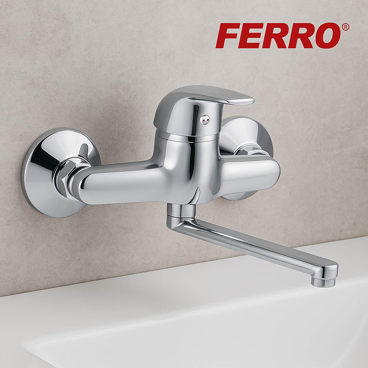 Wandarmatur Waschbecken, Wasserhahn Wandmontage, Mischbatterie mit Kurzem Auslauf 15cm / Schwenkbar