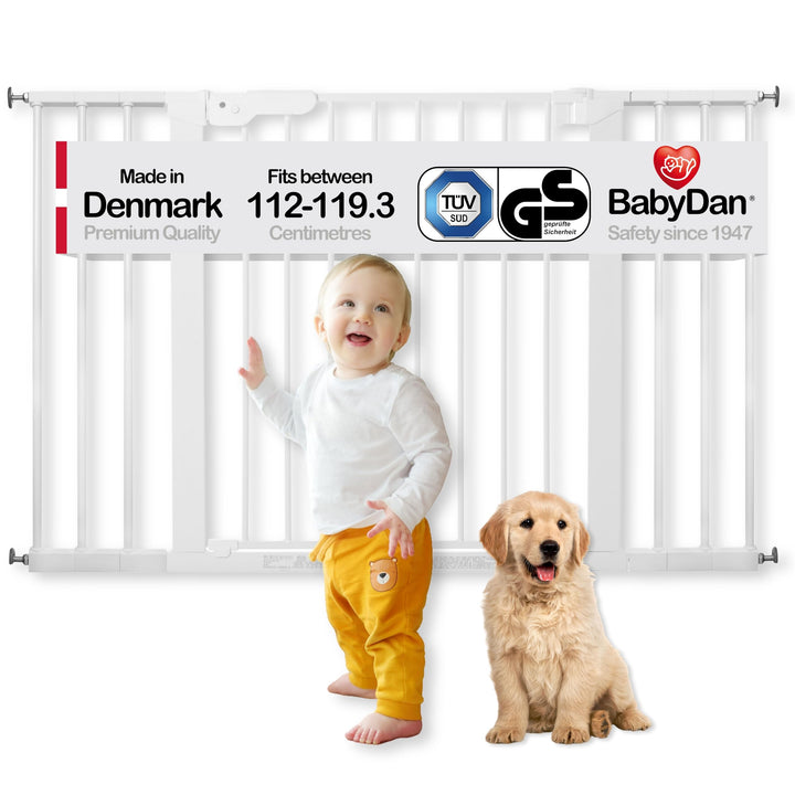 BabyDan Premier Türschutzgitter zum Klemmen, 112 - 119,3 cm – hergestellt in Dänemark und vom TÜV ge