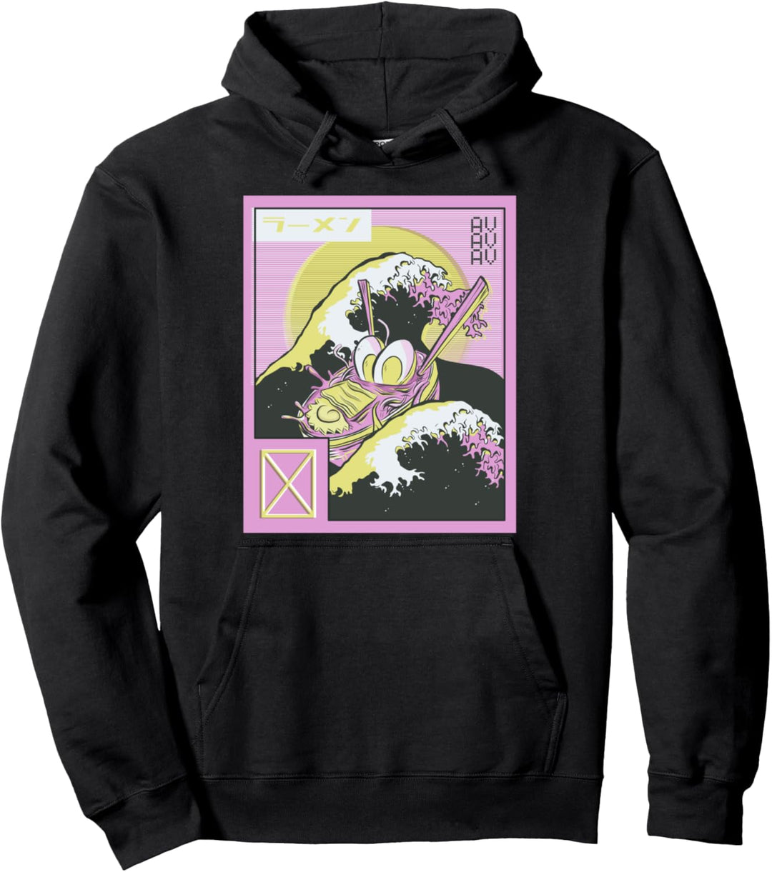 kanagawa Wave Vaporwave Japan Ramen Pullover Hoodie