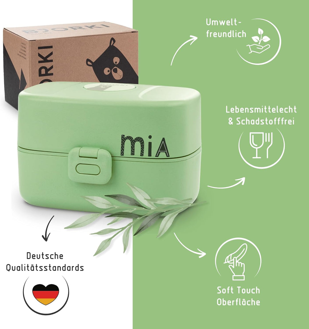Bento Box für Kinder inkl. GRATIS Namensticker - Auslaufsichere Lunchbox mit Fächern - Nachhaltige B