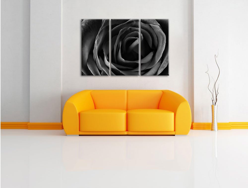 Pixxprint Rote Rose als Leinwandbild/Grösse: 3 Teilig (120x80) cm/Wandbild/Kunstdruck/fertig bespann