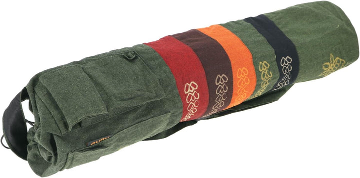 GURU SHOP Boho Yogamatten-Tasche, Batik Yogatasche aus Nepal, Unisex - Erwachsene, 70x23x13 cm Grün,