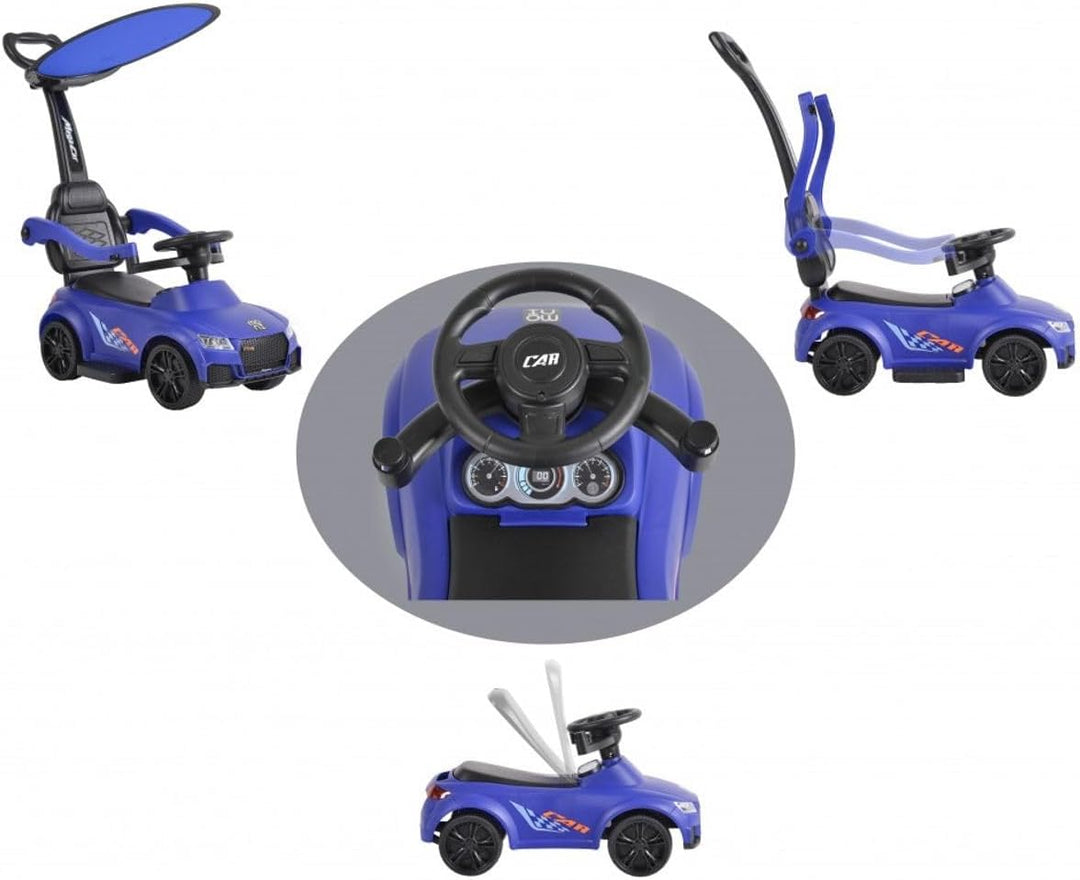 Moni Rutschauto, Victory 2 in 1 Rutscher mit Griff Lehne Fussstütze Musikfunktion blau, Blau