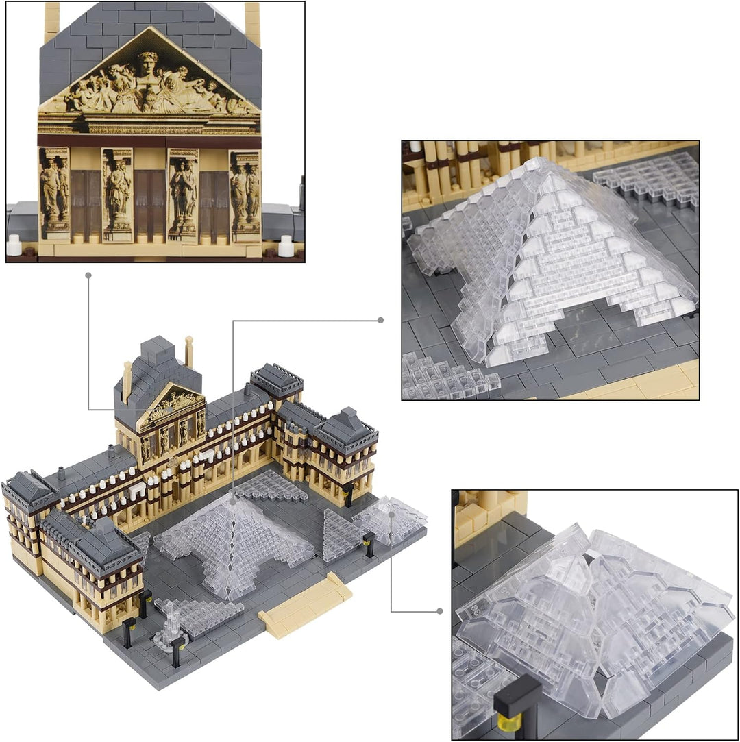 LULUFUN Louvre-Baustein-Set, weltberühmtes Architektur-Modell-Spielzeug, Mini-Baustein-Bausatz für B