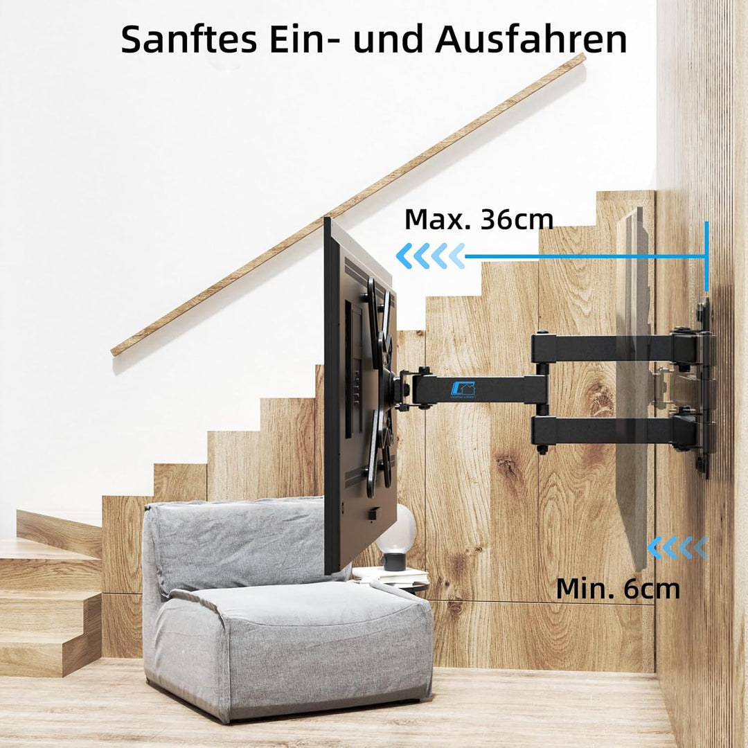 HOME VISION TV Wandhalterung Schwenkbar & Neigbar für 17-42 Zoll Flach & Curved Fernseher & Monitore