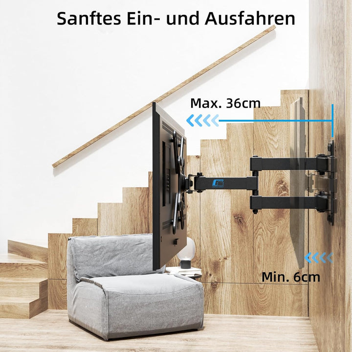 HOME VISION TV Wandhalterung Schwenkbar & Neigbar für 17-42 Zoll Flach & Curved Fernseher & Monitore