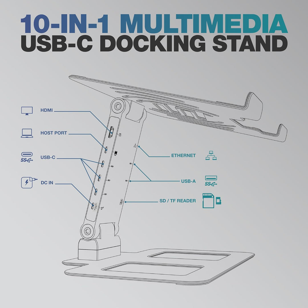 Reloop Stand Hub Pro - Laptop-Ständer und 10-in-1-Multimedia-Hub mit Power Delivery