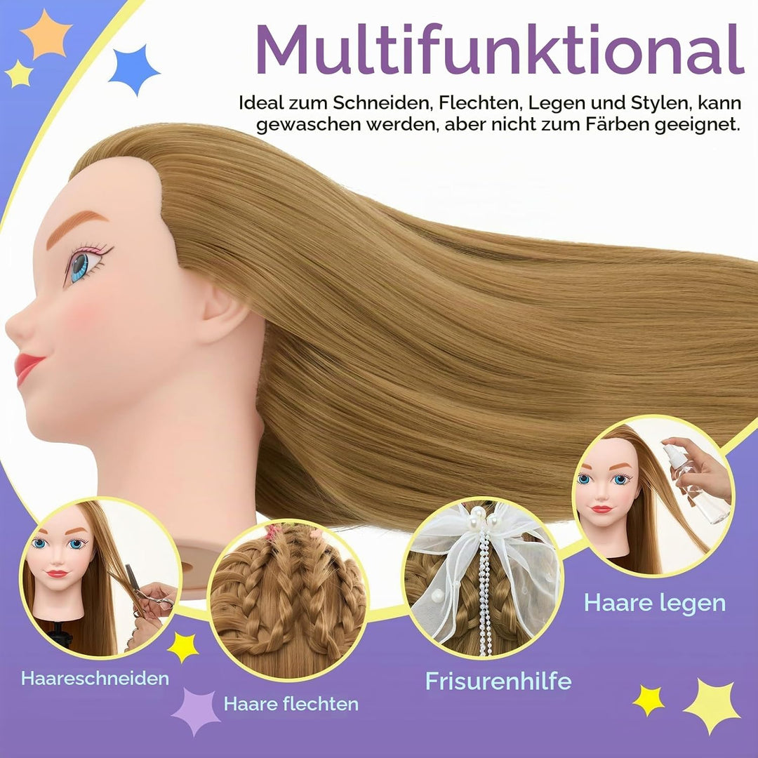 Neverland 20" Übungskopf Frisierkopf Friseur 100% Synthetisches Haar Perückenkopf Puppenkopf Trainin