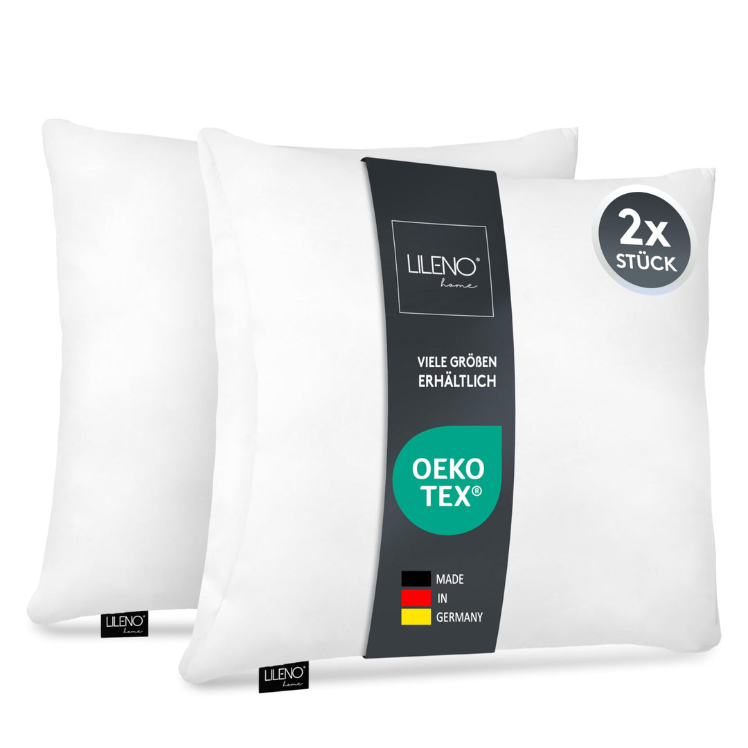 LILENO HOME Microfaser Kissen 50x50 cm [2er Set] bis 95 Grad waschbar mit Reissverschluss - Kopfkiss