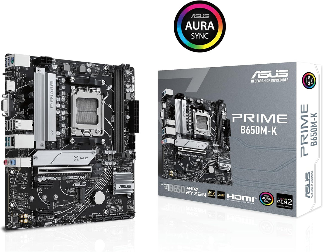 ASUS Prime B650M-K Mainboard Sockel AMD AM5 (Ryzen 7000, Micro-ATX, DDR5 Speicher, PCIe 5.0, BIOS Fl