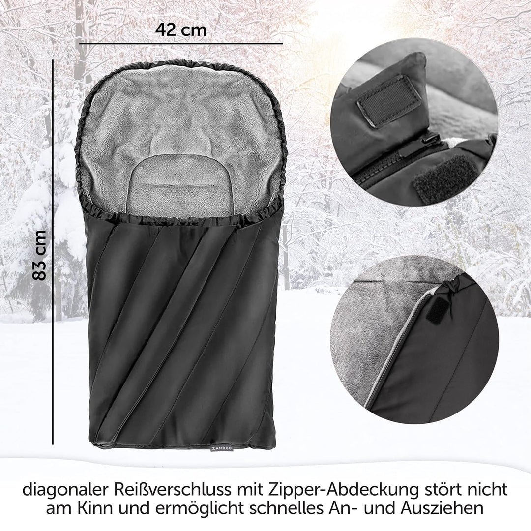 Zamboo Universal Fusssack für Babyschale - Baby Winterfusssack aus weichem Thermo Fleece mit Gurtsch