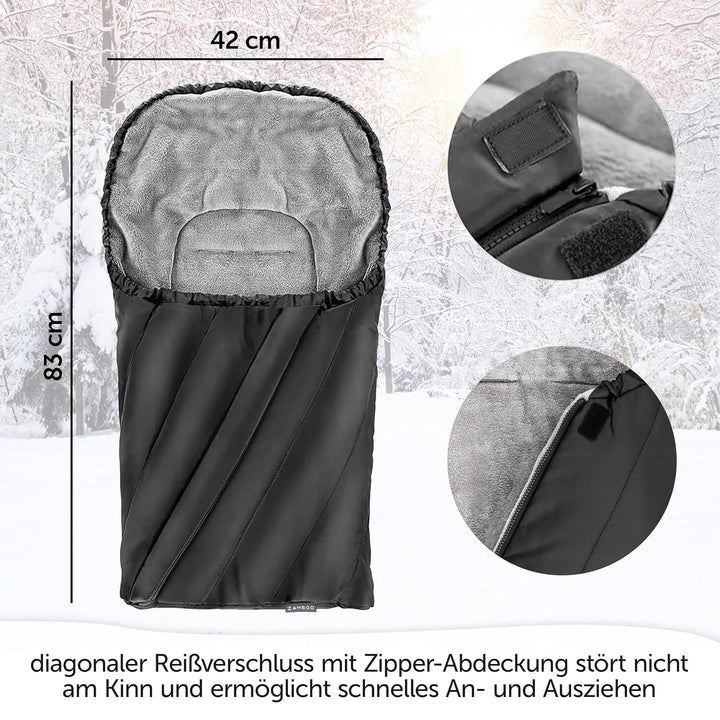 Zamboo Universal Fusssack für Babyschale - Baby Winterfusssack aus weichem Thermo Fleece mit Gurtsch