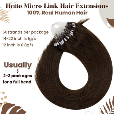 Hetto Extensions Microring Echthaar Dunkelbraun Microring Echthaar Extensions Remy Microring Echthaa