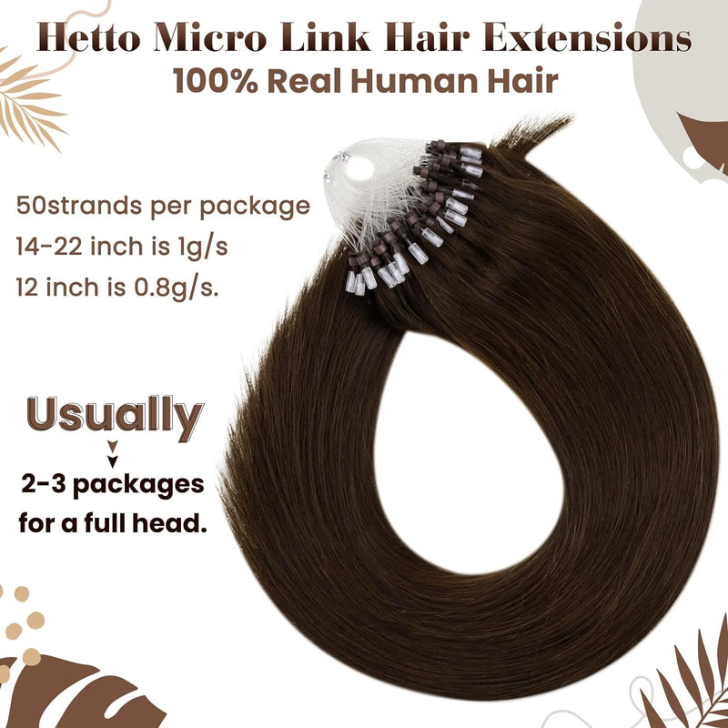 Hetto Extensions Microring Echthaar Dunkelbraun Microring Echthaar Extensions Remy Microring Echthaa