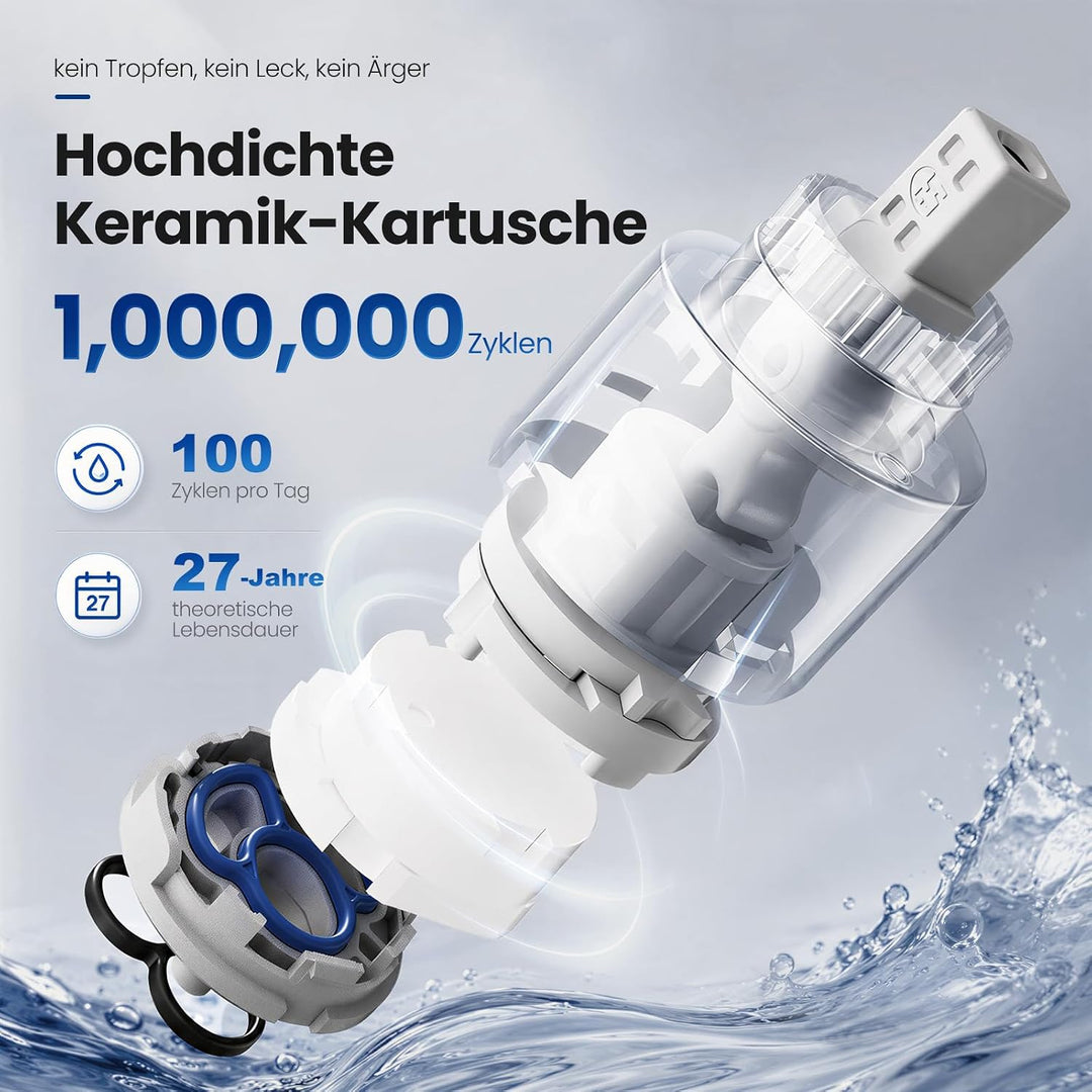 CECIPA Wasserhahn Bad Ausziehbar, Waschtischarmatur mit 2 Strahlarten Brause zum Haarewaschen, Hochd