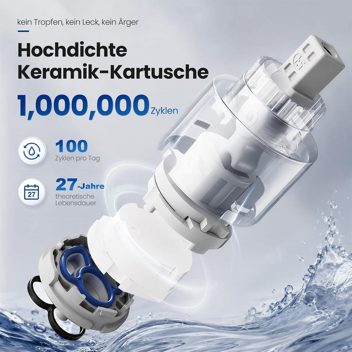 CECIPA Wasserhahn Bad Ausziehbar, Waschtischarmatur mit 2 Strahlarten Brause zum Haarewaschen, Hochd