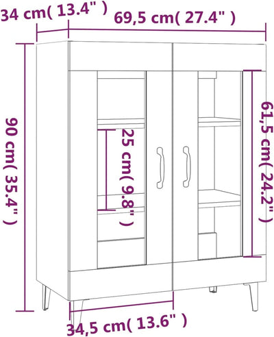 Tidyard Sideboard mit 2 Türen Kommode Anrichte Schrank Vitrinenschrank Beistellschrank Mehrzweckschr