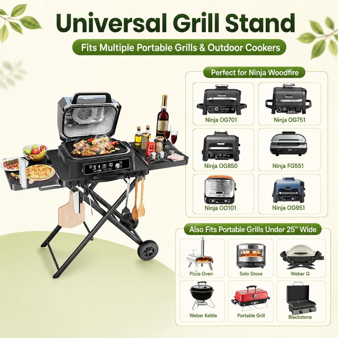 Grillständer für Ninja Woodfire OG701 OG850 OG951, Pizza Ofen Ständer für Onni 12, Grillwagen für Bl