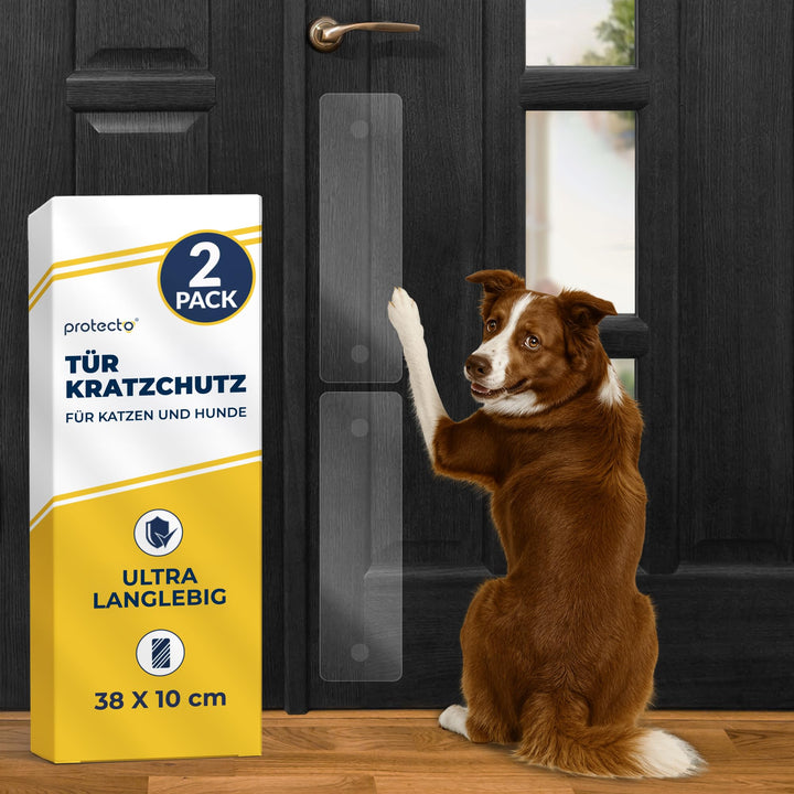 PROTECTO Türschutz vor Kratzern und Katzen, 38 x 10 cm, 2 Stück 2-stück Farblos 38 x 10 cm, 2-stück