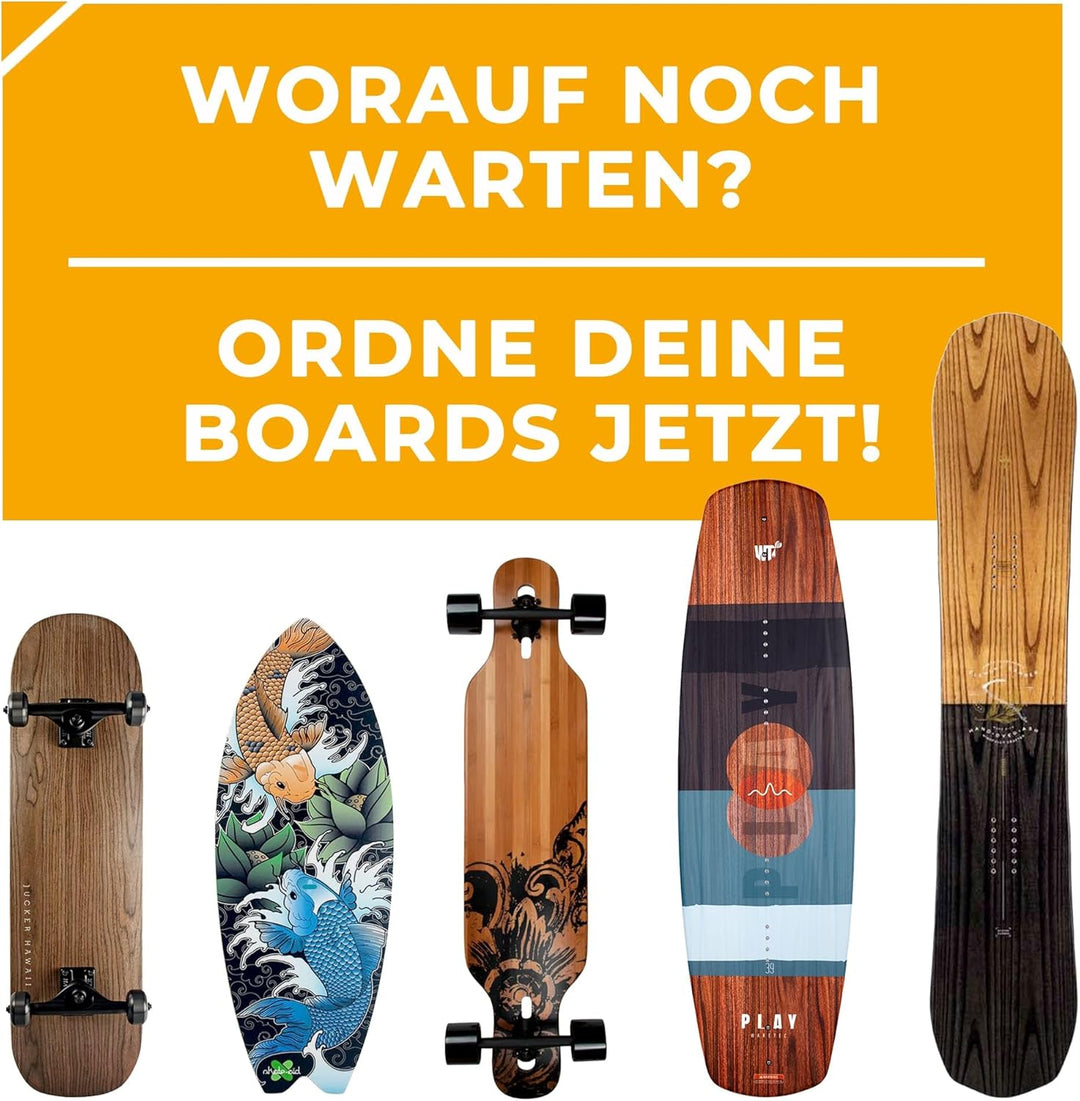 JUCKER HAWAII Wandhalterungen für Skateboard, Longboard, Balanceboard, Snowboard, Wakeboard | Halter