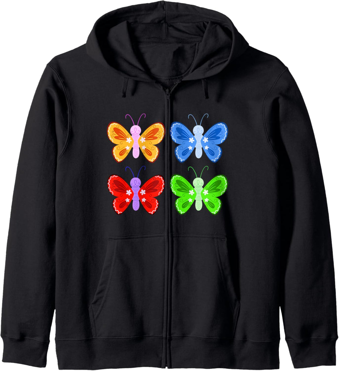 Schöne Pop Art Farben süssen Schmetterlinge Collage Kapuzenjacke