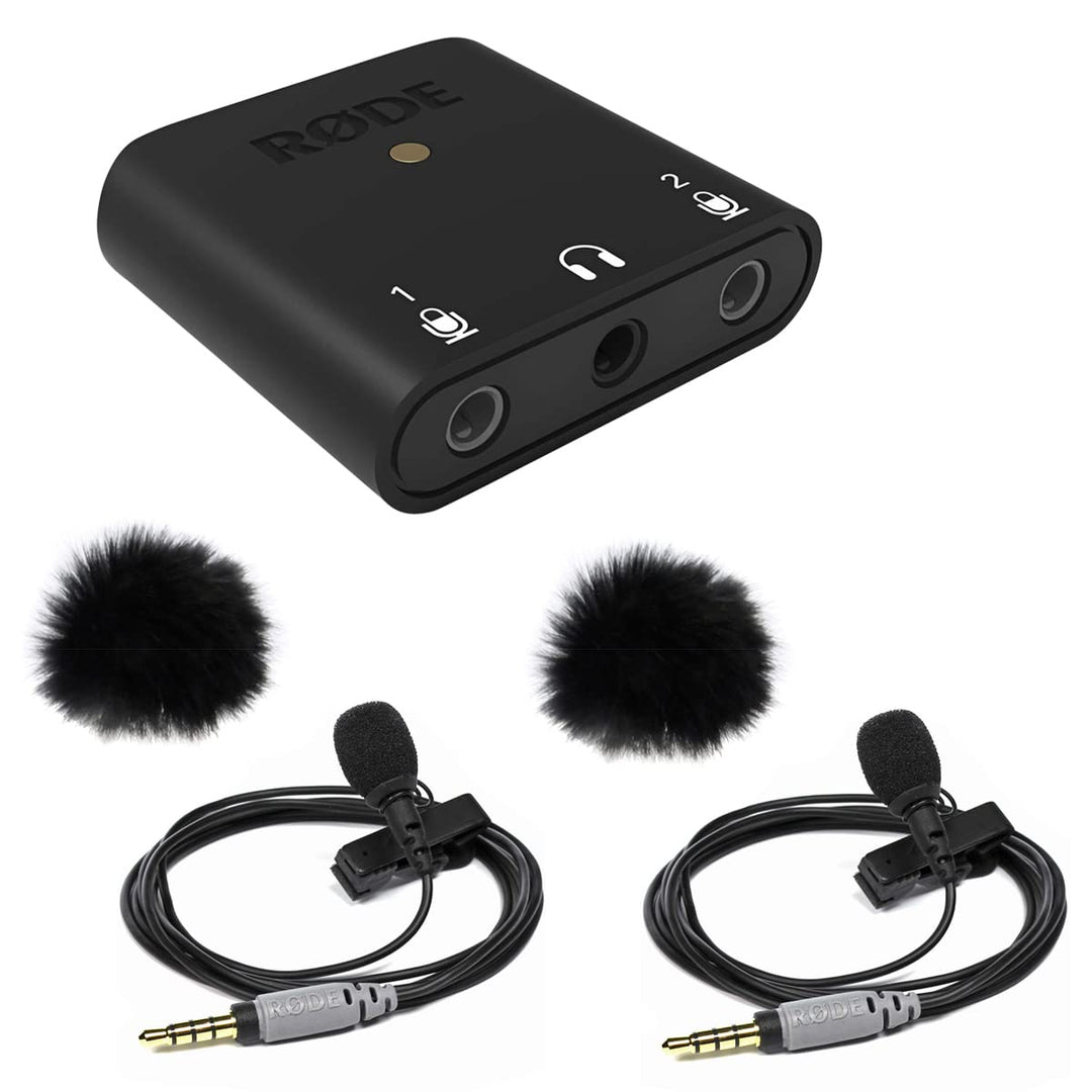 Rode AI-Micro Interface + 2x Smartlav Lavalier-Mikrofon + 2x keepdrum Windschutz