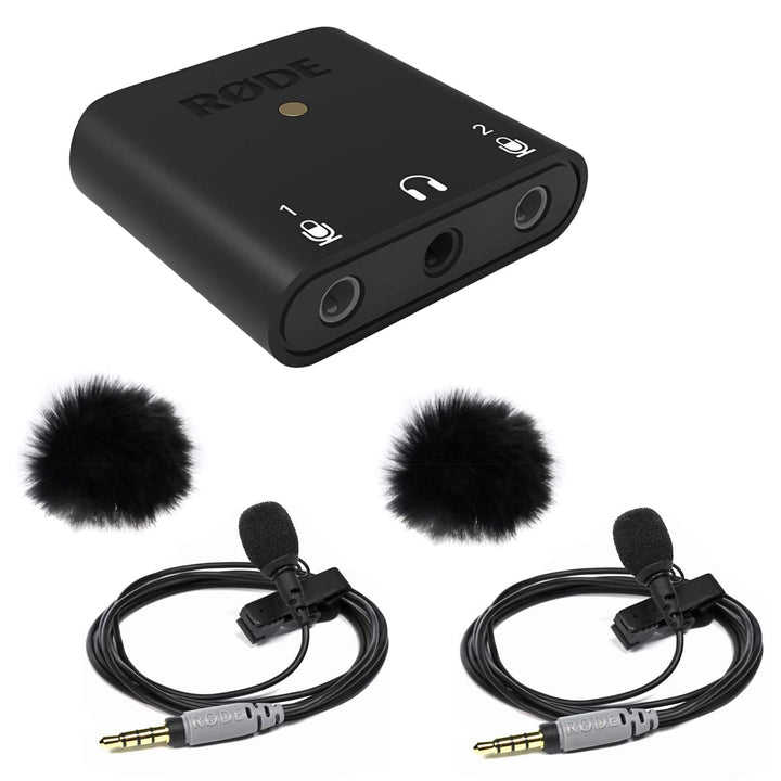 Rode AI-Micro Interface + 2x Smartlav Lavalier-Mikrofon + 2x keepdrum Windschutz