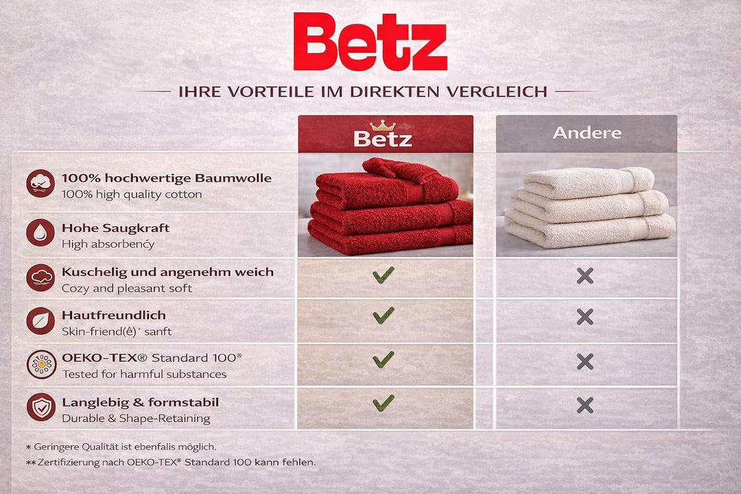 Betz 4-TLG. Handtuch Set Premium 100% Baumwolle 2 Duschtücher Duschtuch Grösse 70 x 140 cm 2 Handtüc