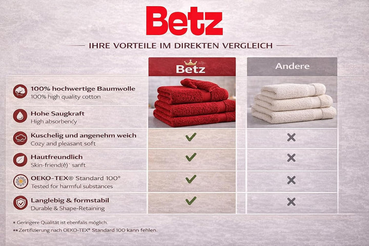 Betz 4-TLG. Handtuch Set Premium 100% Baumwolle 2 Duschtücher Duschtuch Grösse 70 x 140 cm 2 Handtüc