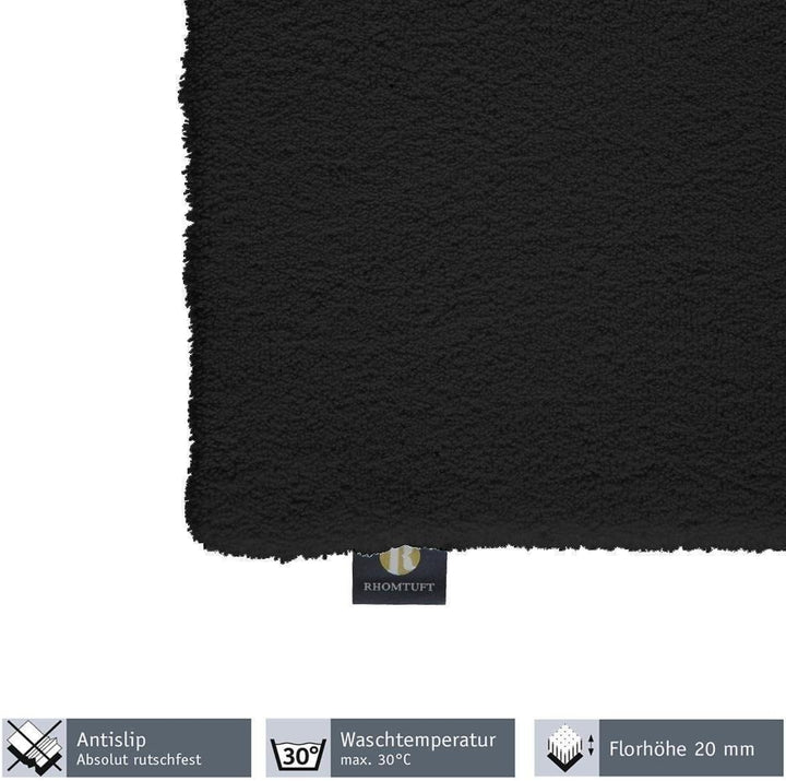Rhomtuft Badteppiche Square schwarz - 15 Toilettenvorlage mit Ausschnitt 55x60 cm, Toilettenvorlage