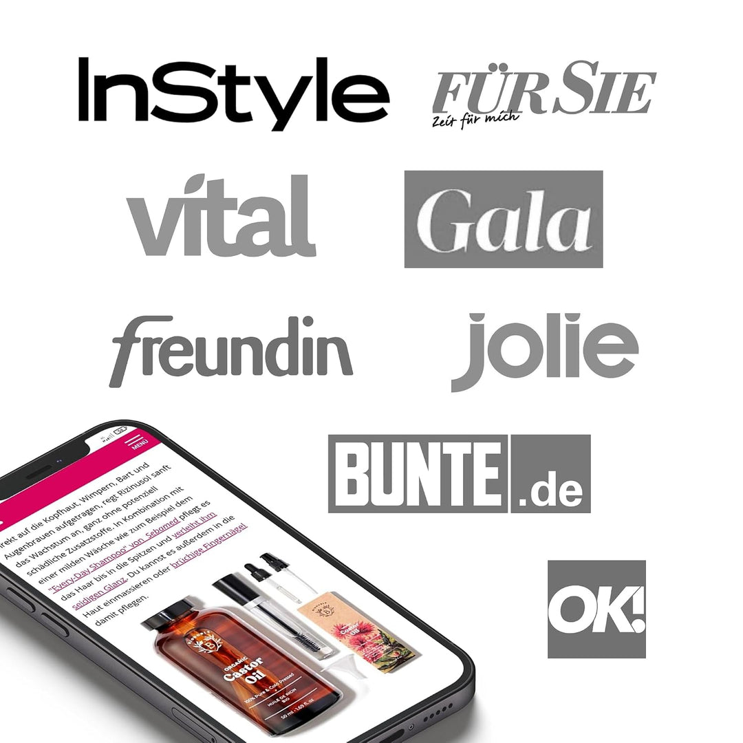 BIONOBLE Rizinusöl Kaltgepresst Bio + Mascara-Kit, 100% Natürlich - Wachstumsfördernd, Repariert - R