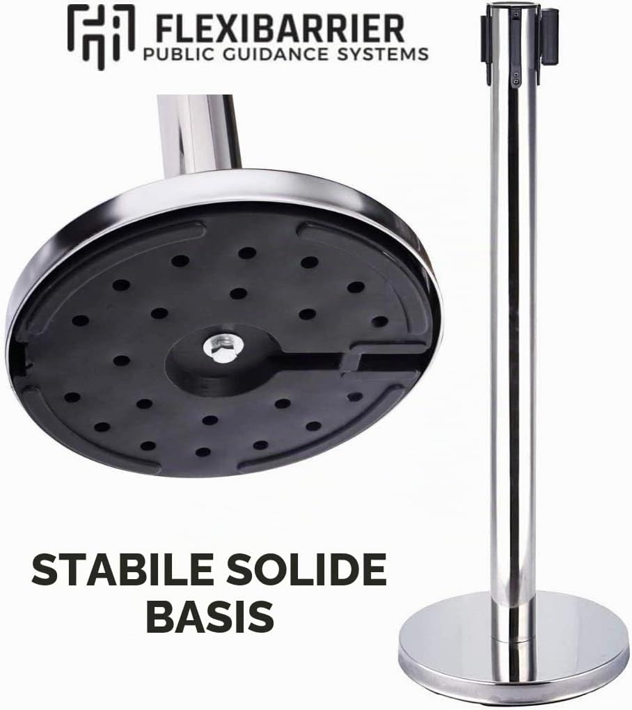 2-Stück-Set FLEXIBARRIER Personenleitsystem Absperrständer Krom -Ecoline- 2m Gurtlänge *schwarz*, Ab