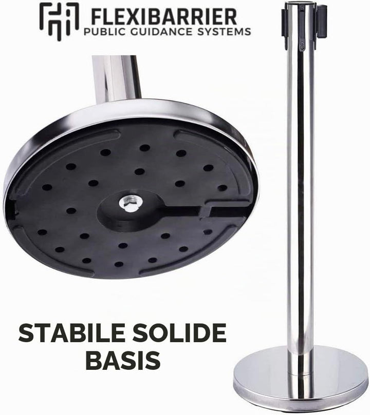 2-Stück-Set FLEXIBARRIER Personenleitsystem Absperrständer Krom -Ecoline- 2m Gurtlänge *schwarz*, Ab