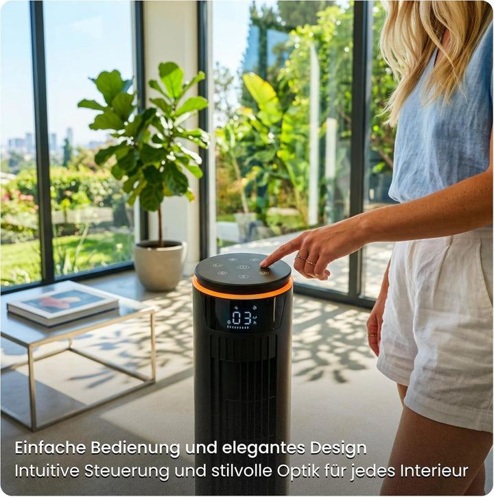 Turmventilator 107cm WiFi App, Luftkühler, Ventilator mit Sprühnebel, DC-Motor, 7,5 m/s Wind, Aroma-