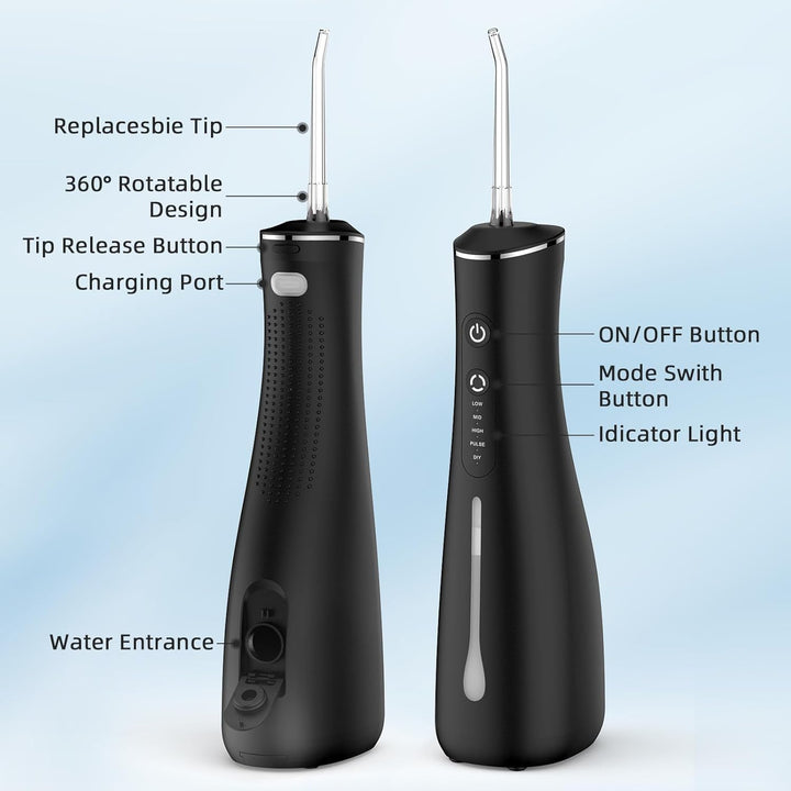 Munddusche Kabellos Elektrisch Zahnreiniger 4 Modi 4 Düsen IPX7 Wasserdicht für Reise und Zuhause