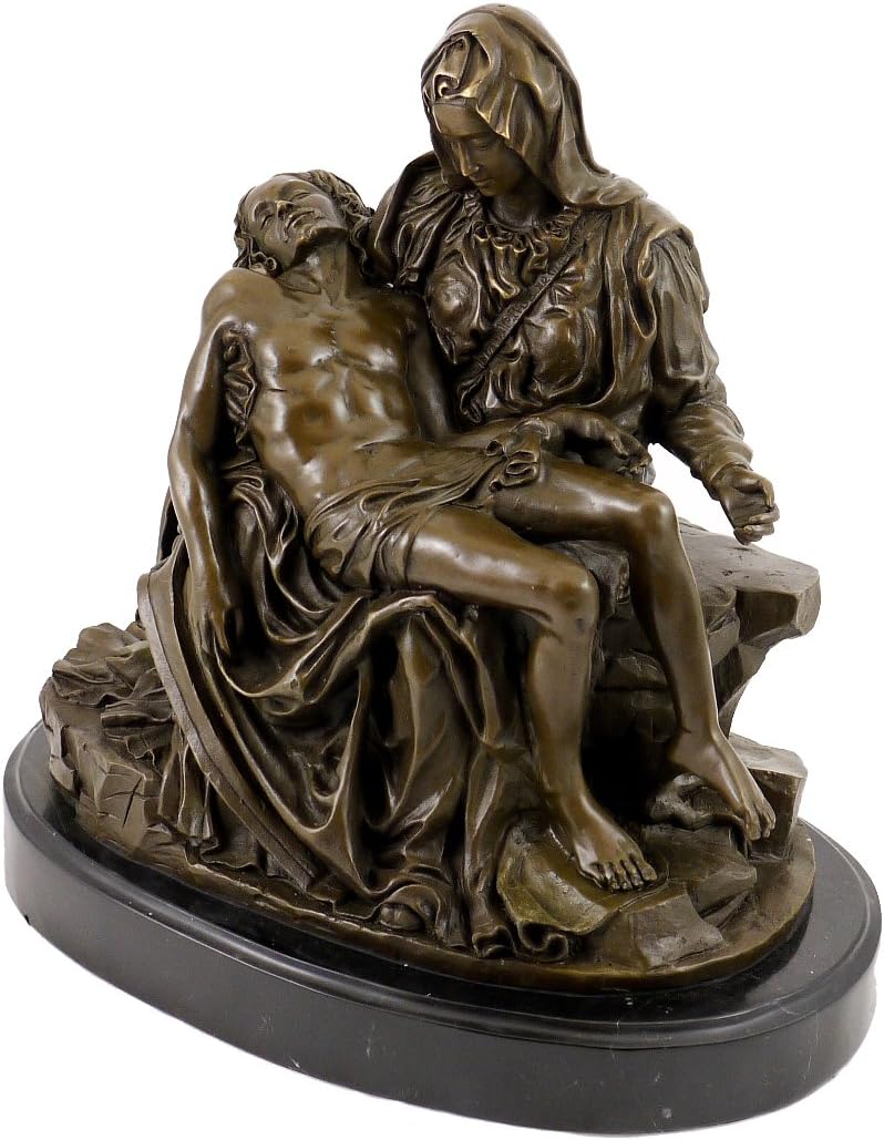 Kunst &amp; Ambiente - Römische Bronzefigur - Pietà (1499) - signiert - Michelangelo Skulptur - Echte Br