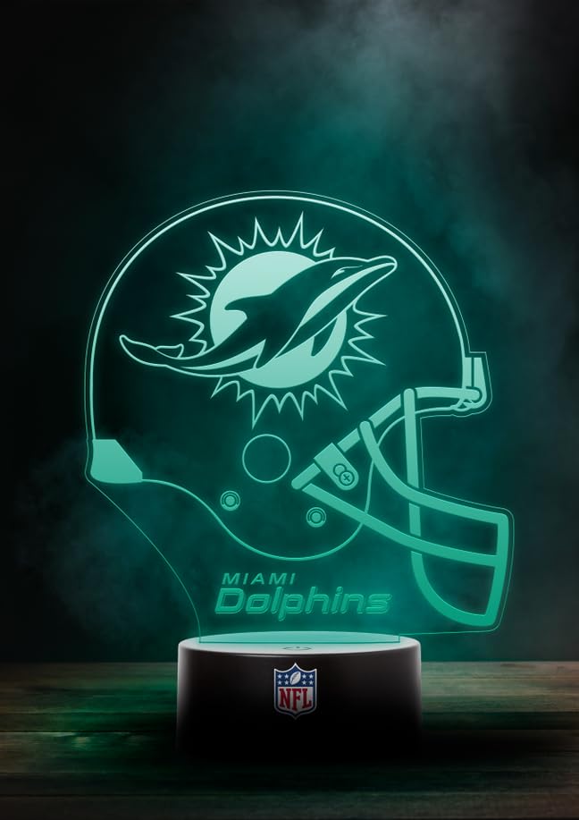 Great Branding Miami Dolphins NFL LED Lampe Licht Logo Helm, Wechselmodus mit 6 unterschiedlichen Fa