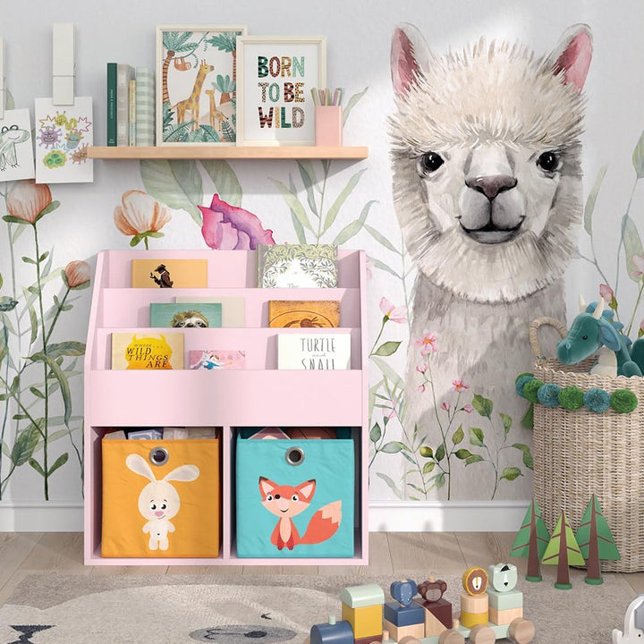 Vicco Kinderregal Rosa Luigi mit 2 Faltboxen (Fuchs, Hase) - 72x79x31 cm hergestellt aus Spanplatte