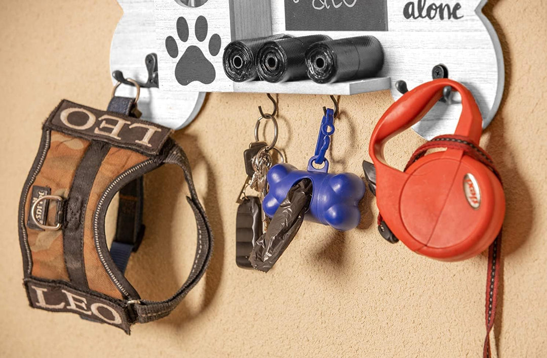 Garderobenleiste zum Ordnen von Leinen und Zubehör für Hunde und Haustiere, aus Holz, personalisierb