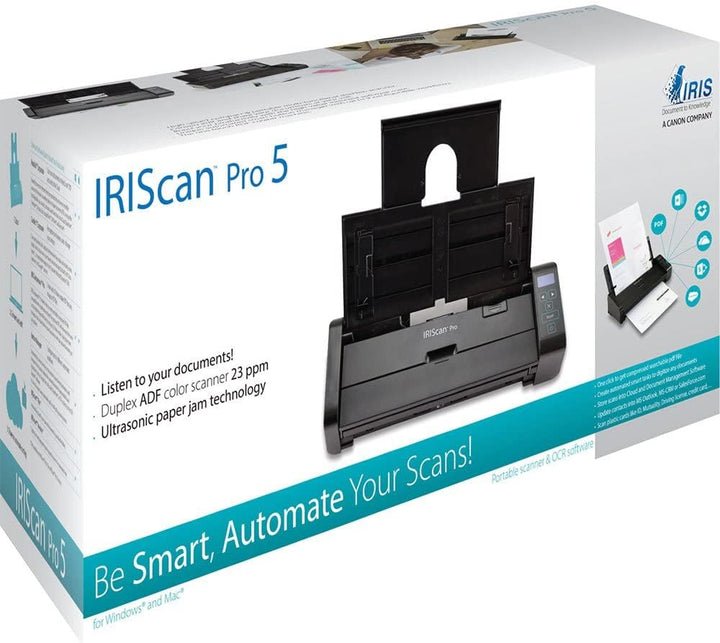 IRIS IRISCAN Pro 5 Duplex ADF20 Seiten Scanner (25PPM - USB3.0 - Netzbetrieb - Buttonmanager mit Sma