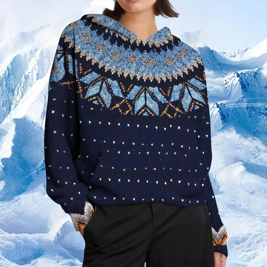 Norweger Pullover Damen Original Weihnachten Pullover Hoodie Damen Oversize Casual Rundhals Warm Swe