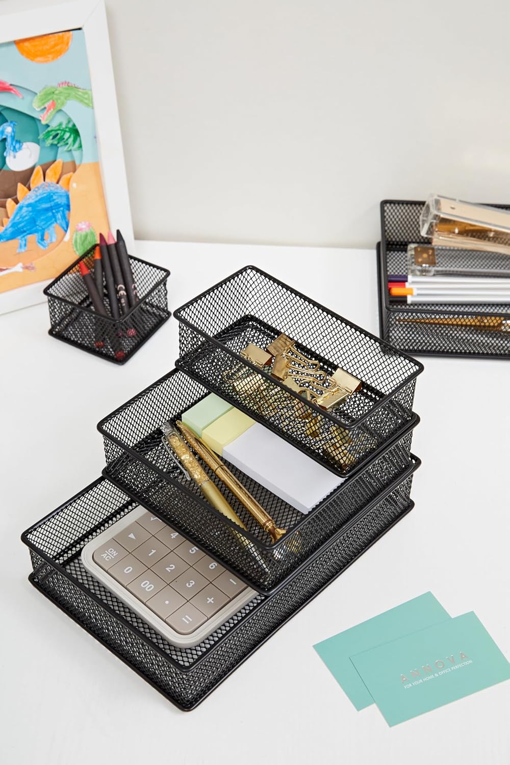 Annova Netz-Schubladenschrank und Regal, Organizer, Aufbewahrungskorb, für Schule, Büro, Zubehör, 2