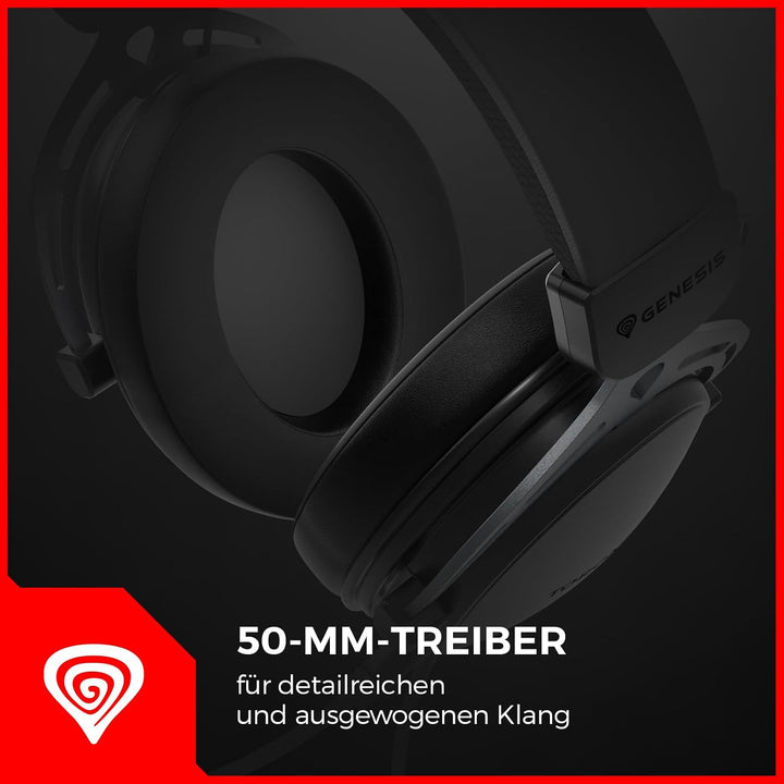 GENESIS Toron 531 Gaming Headset – Over-Ear Kopfhörer mit 50 mm Treibern, abnehmbares Mikrofon, 3,5