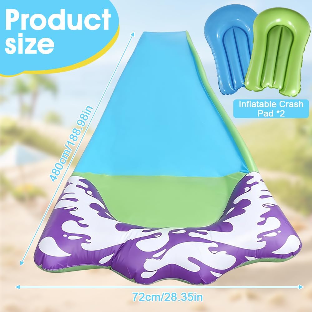Foreverup Wasserrutsche Garten für Kinder, 480 * 70CM Single Wasserrutschmatte mit Bodyboards, Singl