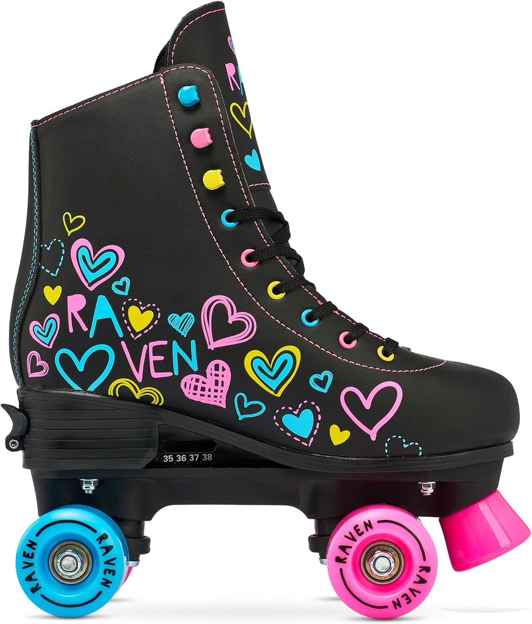 RAVEN Rollschuhe Roller Skates für Kinder Erwachsene Mädchen Damen verstellbar 35-38 (22,5-24cm) Tri