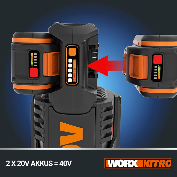 WORX Nitro WG186E.92 Akku Sense Rasentrimmer & Freischneider 40V (2x20V) - leistungsstarker bürstenl