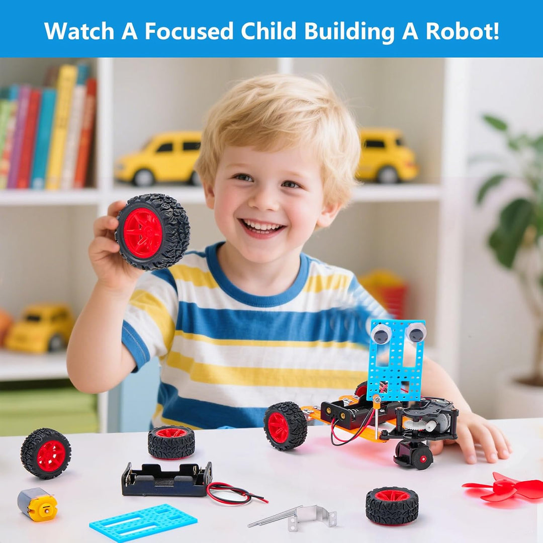 STEM Spielzeug Roboter Bausatz für Kinder - Technik-Experimente mit Motor & Werkzeug, Lernspielzeug